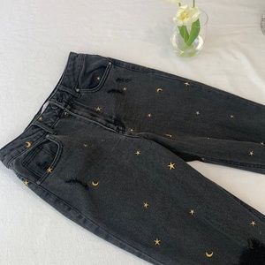 WOMANS EMBROIDERED JEANS STARS ANS MOON